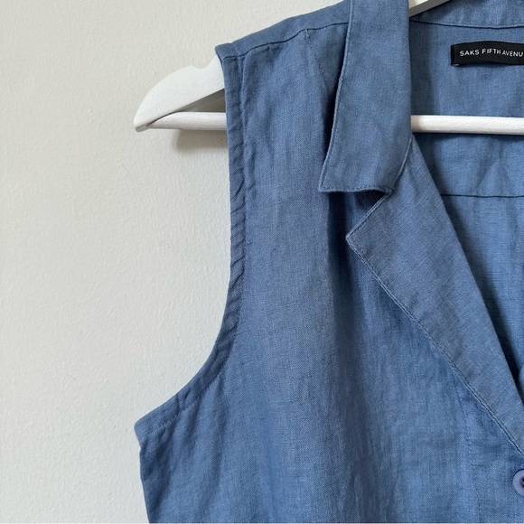 Saks Fifth Avenue Linen Chambray Sleeveless Blue Romper Size M - Picture 5 of 9